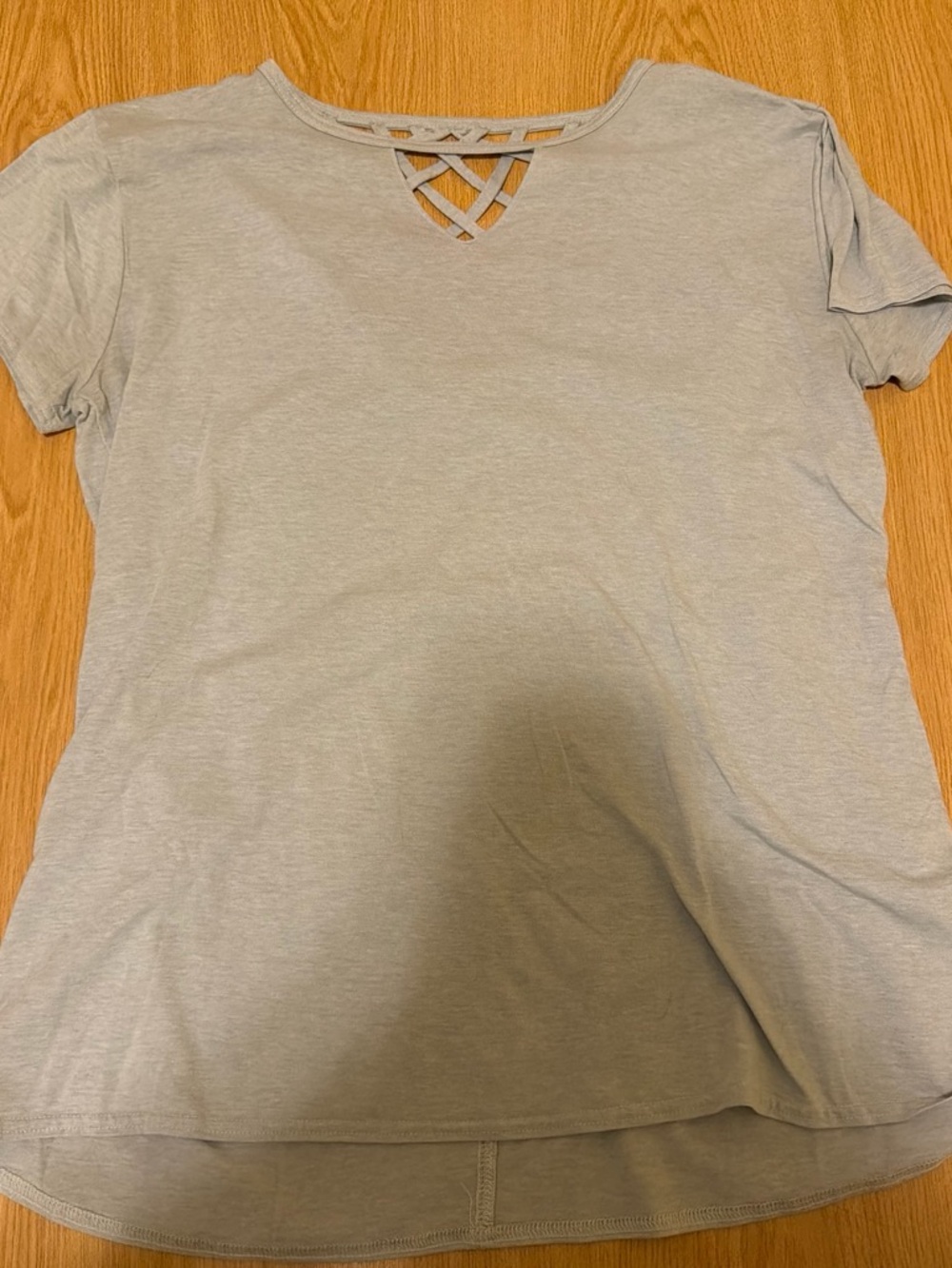 Reebok Women's Light Gray Short-Sleeve Tee with Crisscross Neckline